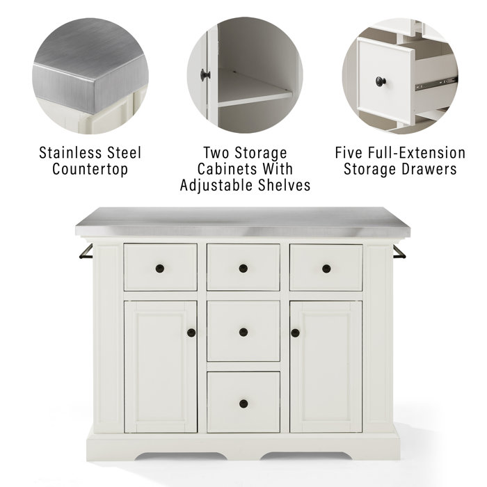 Three Posts™ Diamondback 50'' Wide Kitchen Island Set with Stainless